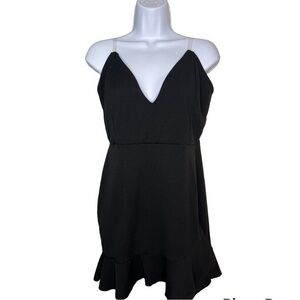 Annice black flounce hem cocktail dress